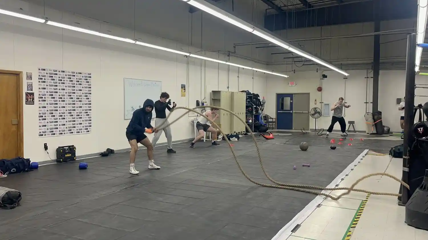 Intese training session with battle ropes