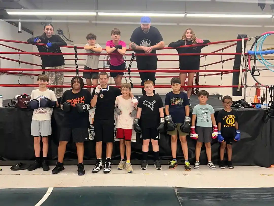 Class photo of the Legacy Boxing kids boxing class