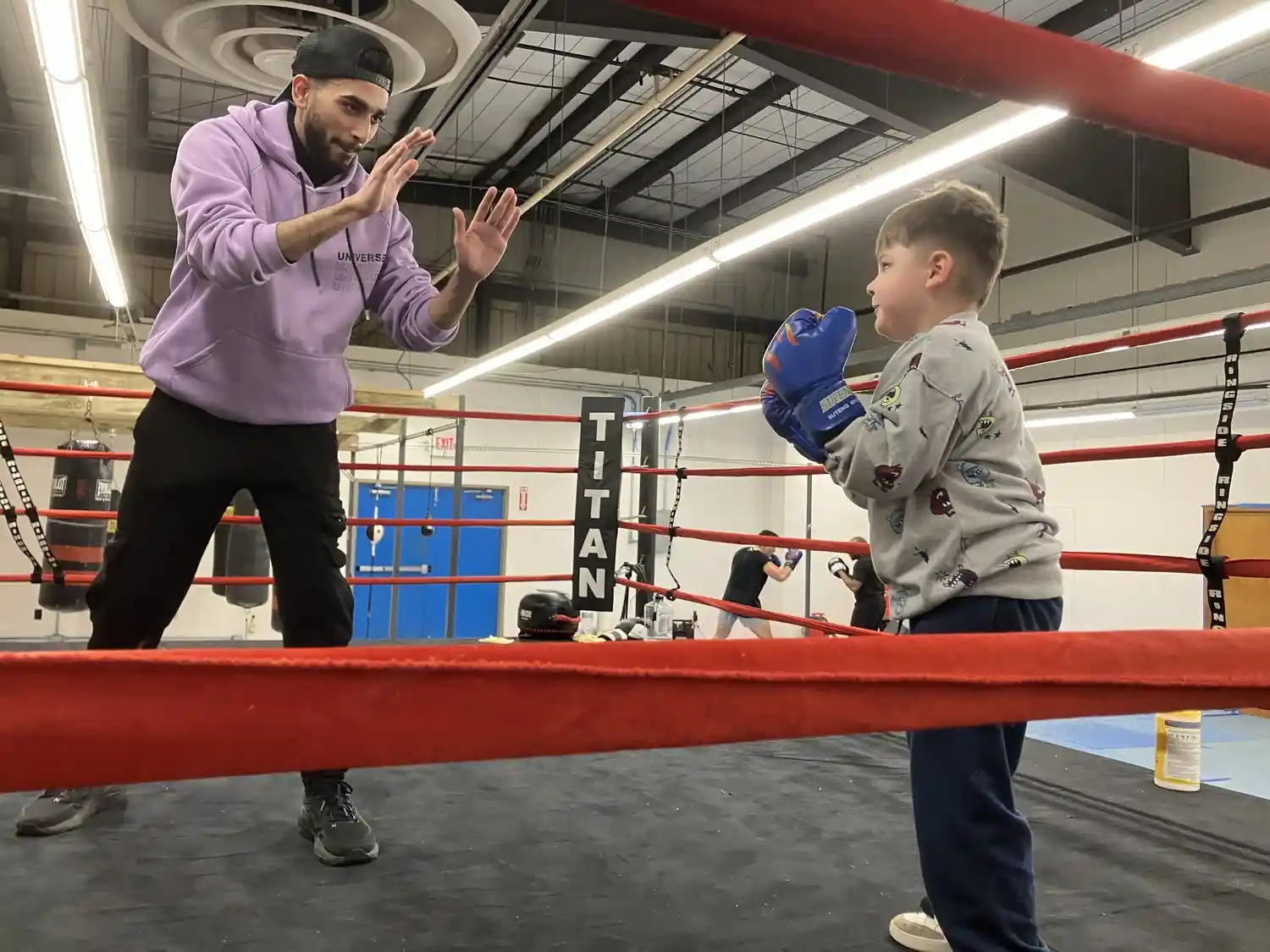 Youth boxer training